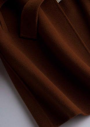 Oversize Trench Coat Coat Brown Notched Tie Waist Woolen Coat