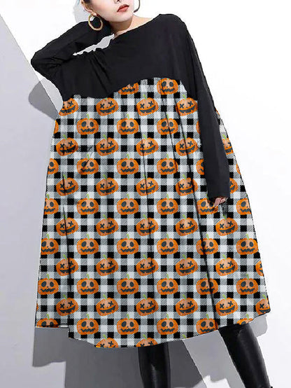 Cinched O Neck Cotton Clothes for Tutorials Orange-pumpkin Dresses