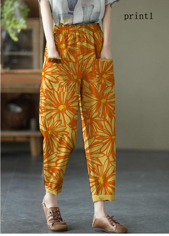 Loose Yellow Loose Summer Pockets Pants