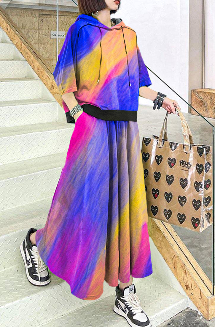 New Color Geometry Spring Explosion Street Guard Two Piece Skirt