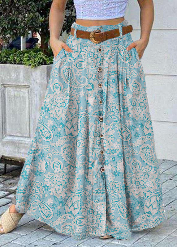 Color Bottom Front Loose Long Skirt With Pocket