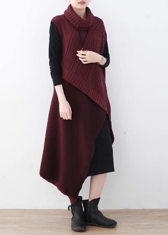 Fall Original Loose Red Thick Knitted Stitching Woolen Two-piece Suit