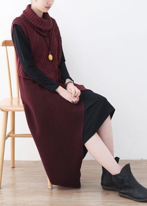 Fall Original Loose Red Thick Knitted Stitching Woolen Two-piece Suit