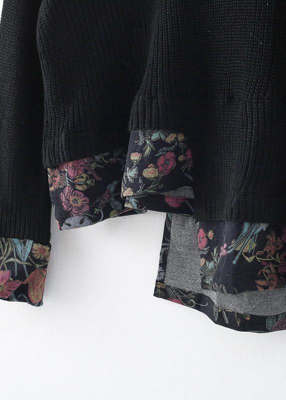 20 New Zipper Asymmetric Black Print Hoodie and Patchwork Wide Leg Pants