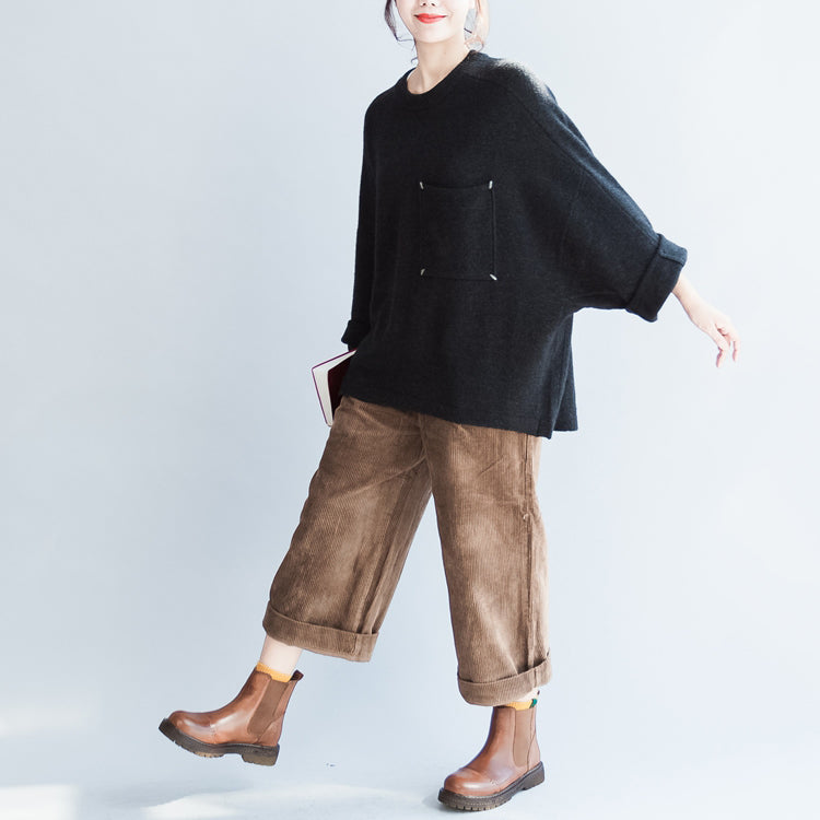 Autumn Cotton Sweaters Oversize O Neck Batwing Sleevele Knitted Sweaters