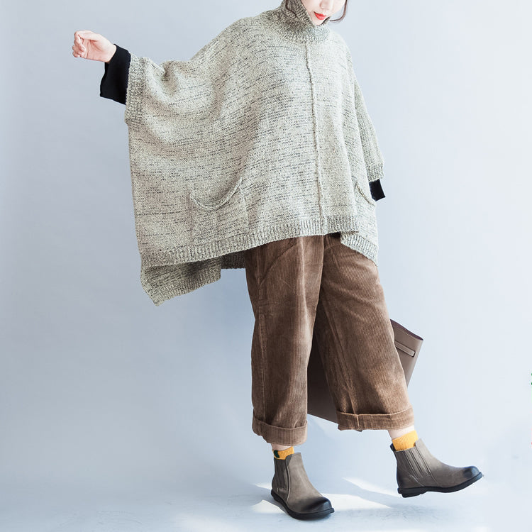 Autumn Cotton Knitted Sweater Oversize Batwing Sleeve Large Hem Sweater Pullover