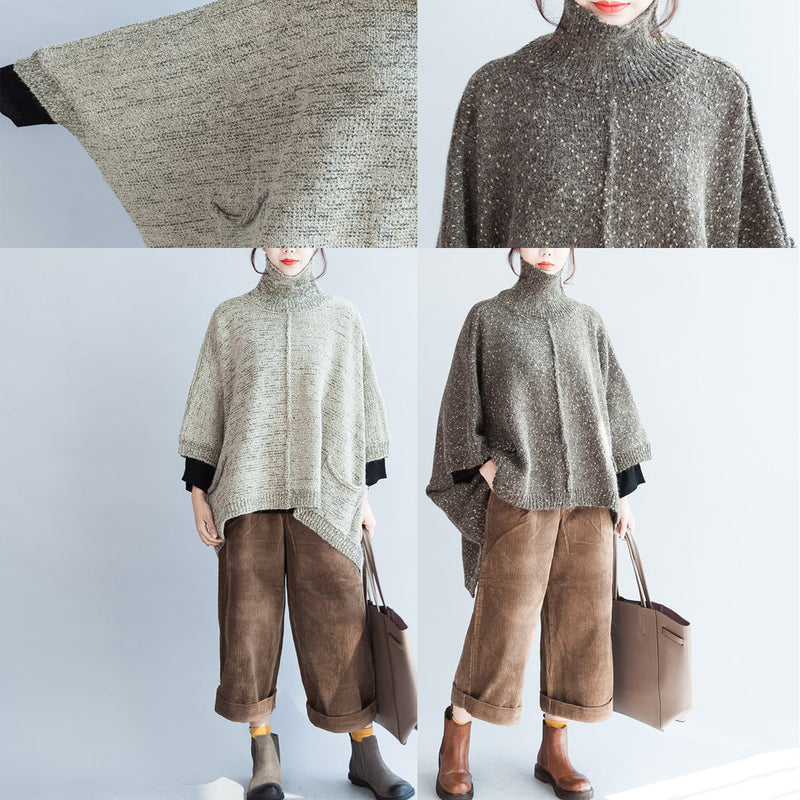 Autumn Cotton Knitted Sweater Oversize Batwing Sleeve Large Hem Sweater Pullover