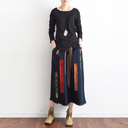 Autumn Tunic Cotton Shirts Black Long Sleeve Woman Tops Blouse Side Open