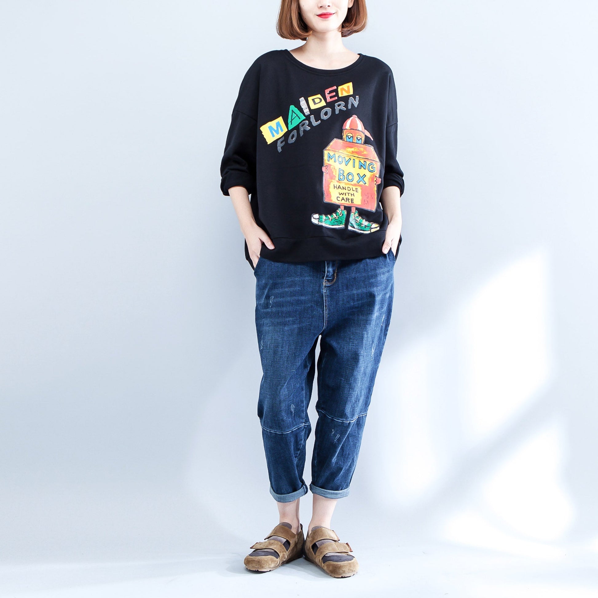 2025 autumn warm cotton pullover oversize o neck blouse