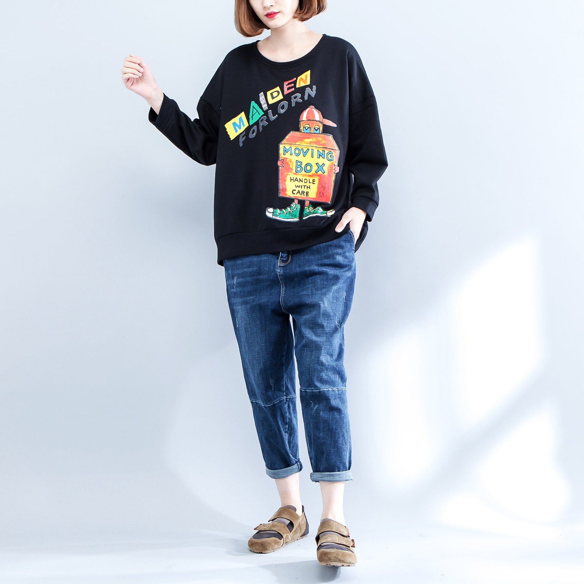 2025 autumn warm cotton pullover oversize o neck blouse