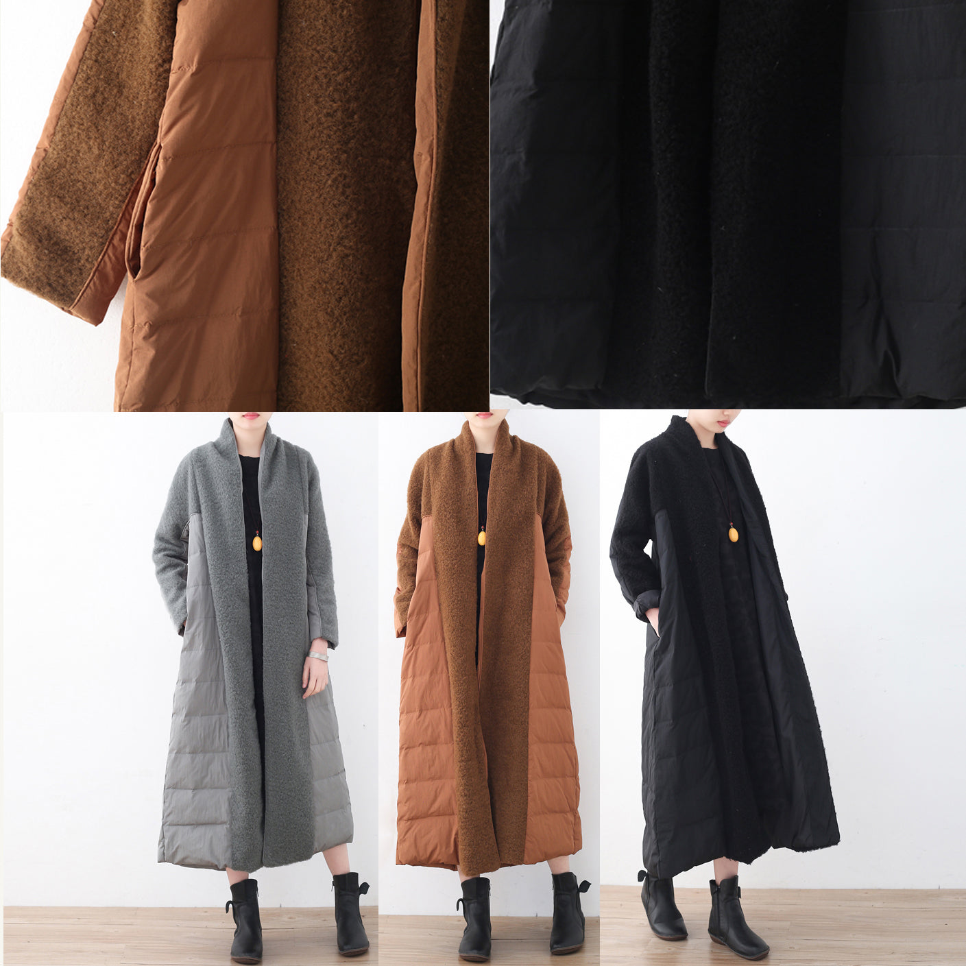 Black Down Jacket High Neck Parka Outwear