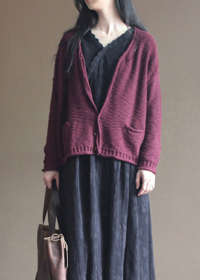 Burgundy Cozy Sweater Sweaters Fall Blouse V Neck