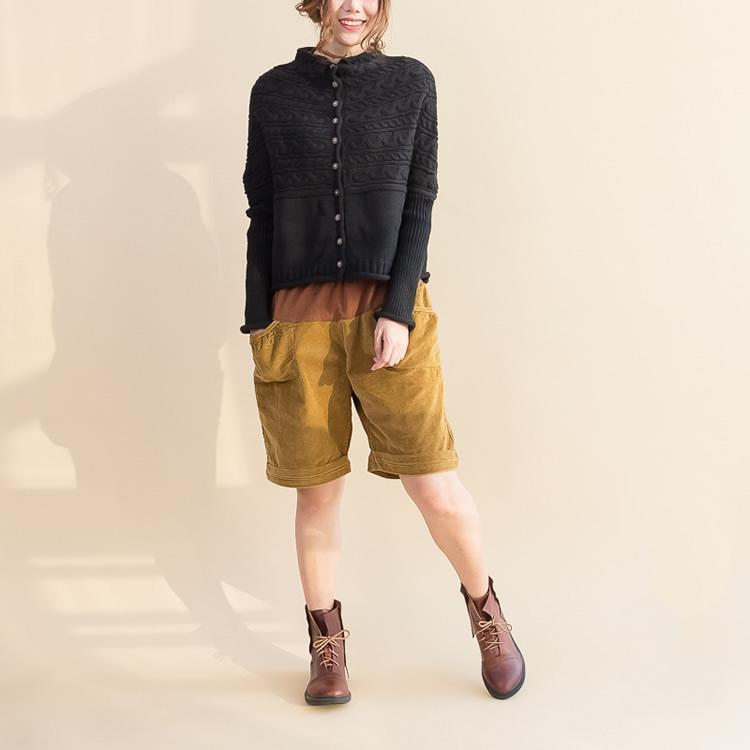 Fall Black Cable Woolen Knit Sweater Loose Fit Sweaters