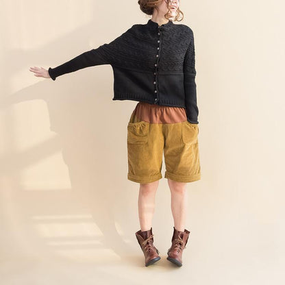 Fall Black Cable Woolen Knit Sweater Loose Fit Sweaters