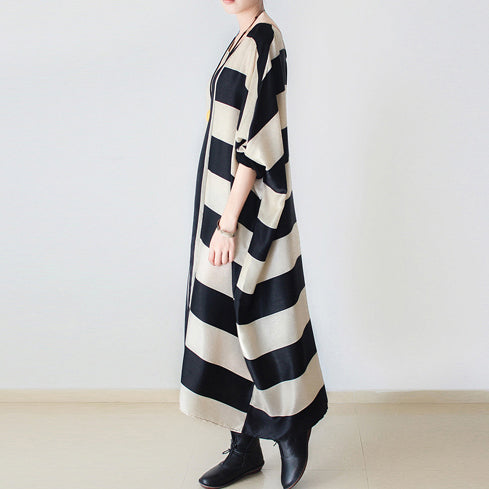 Fall Oversized Stripe Dresses Dress Baggy Caftans No Limit to Weight