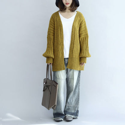 Fall Thick Warm Sweater Cardigans V Neck Long Sleeve Knit Short Coats