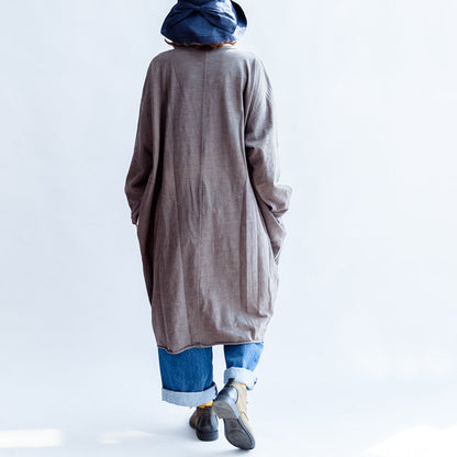 Gray Cartoon Print Cotton Cardigans Big Coats