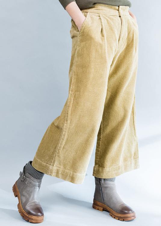 Khaki Thick Corduroy Trousers Loose Wide Leg Pants