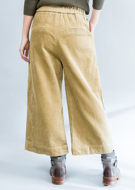 Khaki Thick Corduroy Trousers Loose Wide Leg Pants