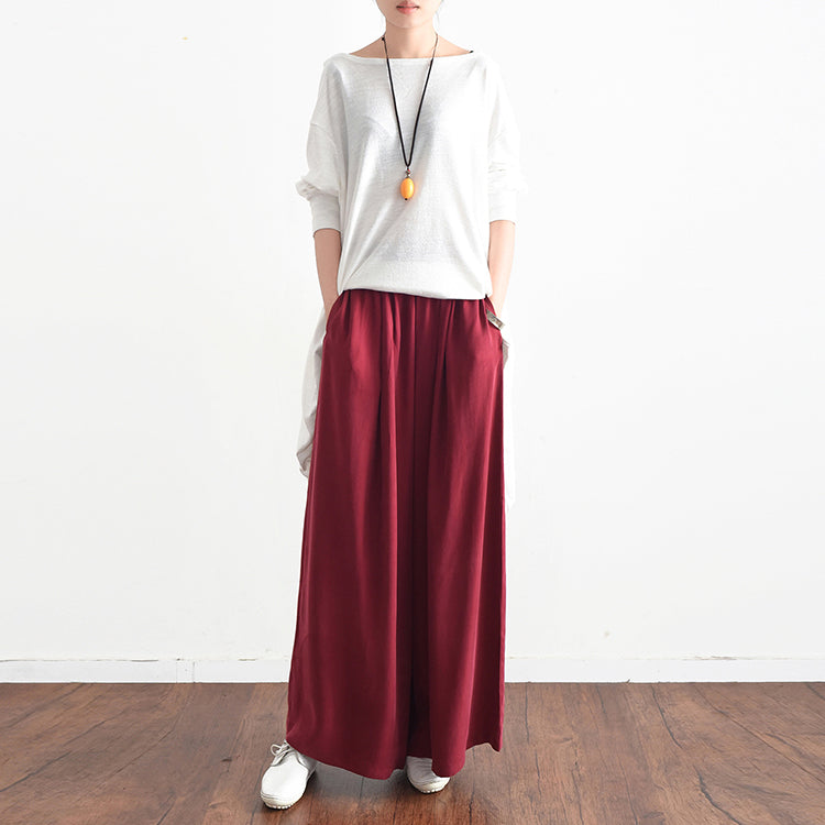 Long Silk Pants Wide Leg Pants Draping High Waist Trousers