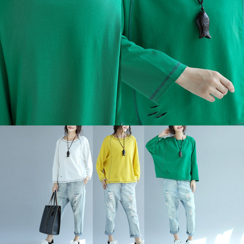 New White Cotton Tops Stylish Pullover