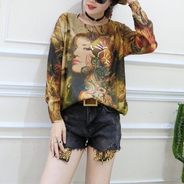 Fit Sweater T Shirts Belle Prints Long Sleeve Knit Pullover