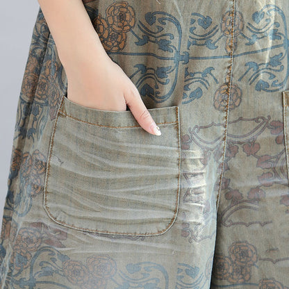 Summer Prints Cotton Pants Jumpsuit Pants