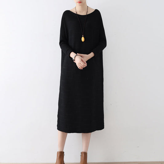 Winter Black Sweater Dresses Knit Dress Warm Cotton Winter Clothing Outwear
