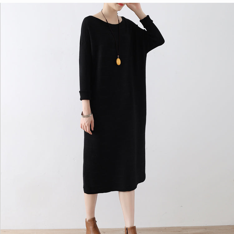 Winter Black Sweater Dresses Knit Dress Warm Cotton Winter Clothing Outwear