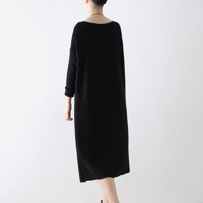 Winter Black Sweater Dresses Knit Dress Warm Cotton Winter Clothing Outwear