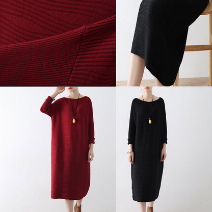Winter Black Sweater Dresses Knit Dress Warm Cotton Winter Clothing Outwear