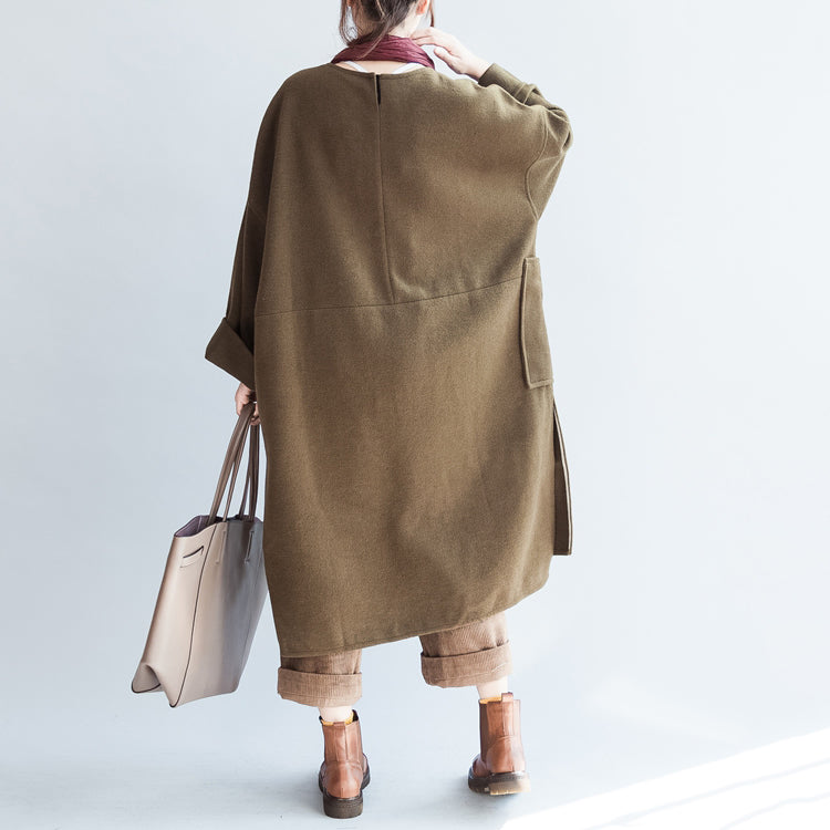 Winter Olive Woolen Dresses Warm Winter Dress Shift Dresses