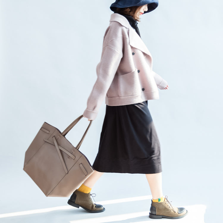 Winter Pink Short Woolen Jackets Oversized Woolen Coats