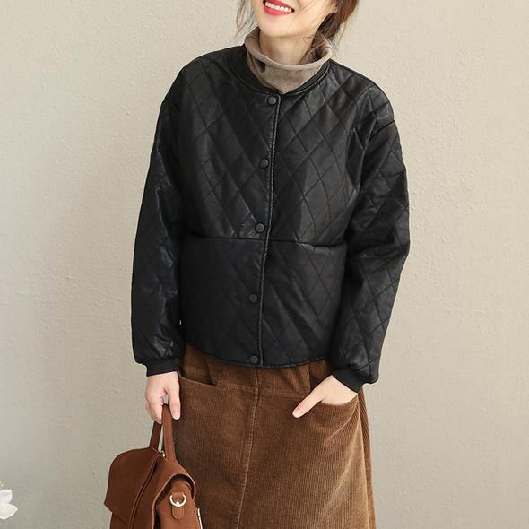 Black Loose Pu Short Coat Jacket