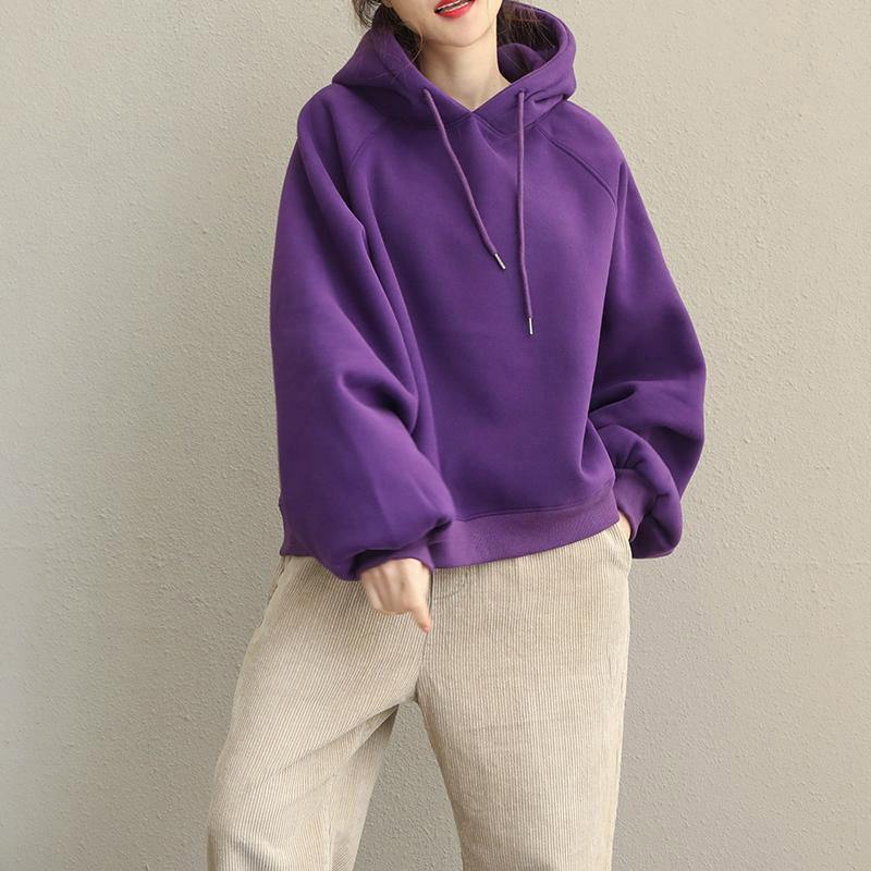 Yellow and Purple Brushed Hoodie Fleece for
