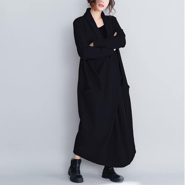 Loose Red and Black Wool Maxi Dresses for