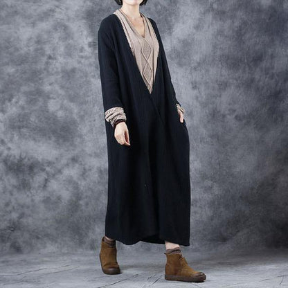 New Quilted Cotton Linen Sweater Dresses Loose Clothes