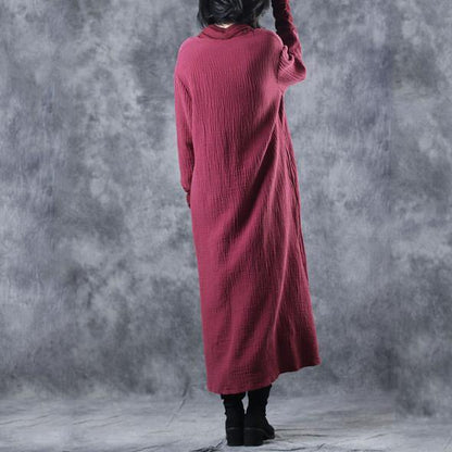 New Quilted Cotton Linen Sweater Dresses Loose Clothes