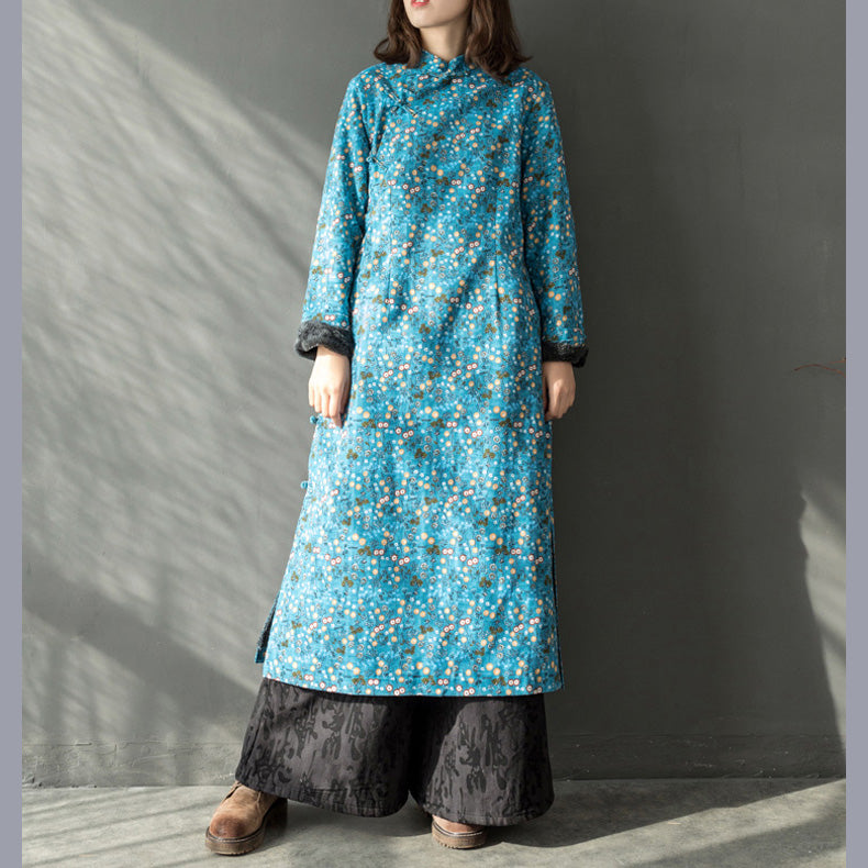 New Yellow Spring Dresses Chinese Element Thicken Long Dresses