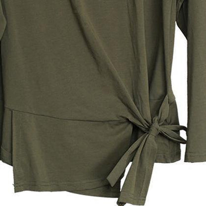 2025 army green cotton tops oversized cotton maxi t shirts women asymmetric long sleeve cotton shirts
