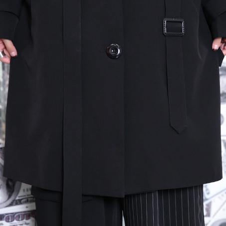 Black Winter Coat Notched Winter Coat Boutique Pockets Baggy Coat