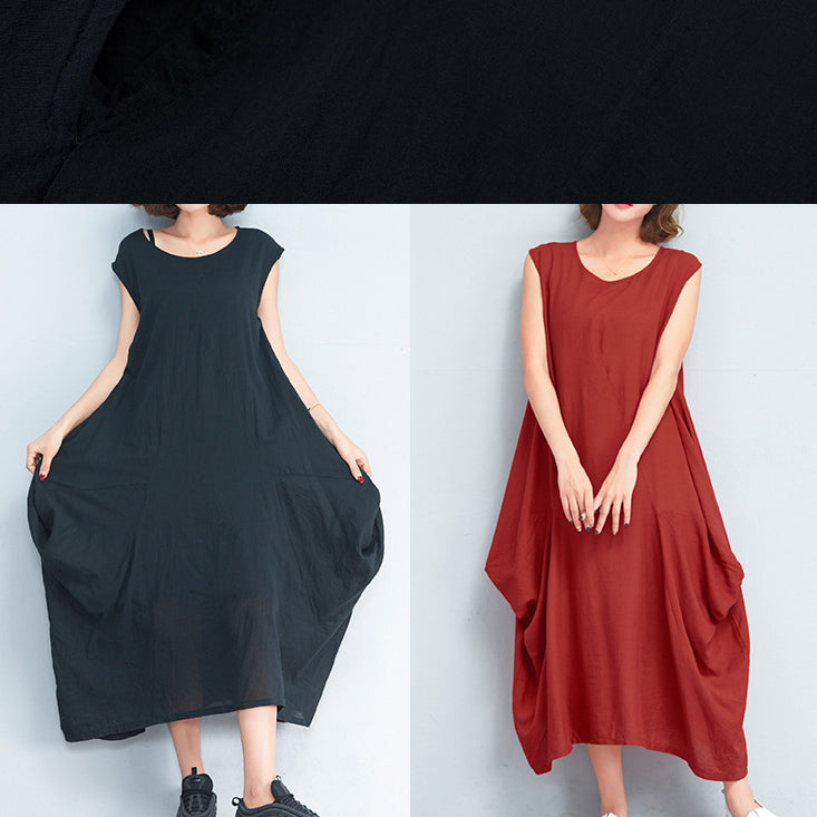 Green Flowers Natural Cotton Polyester Dress Oversize Sleeveless Traveling Dress Kaftans