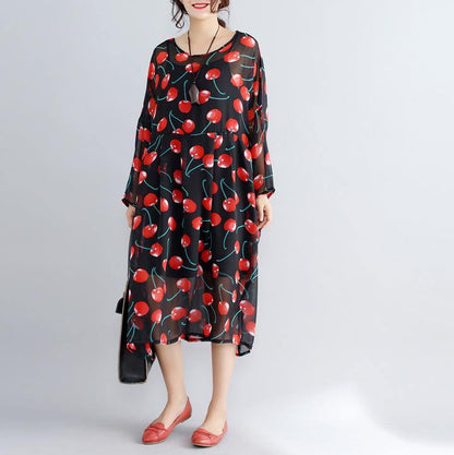 Black Prints Long Chiffon Dresses Clothing Two Pieces Long Dresses and Cotton Sleeveless Dresses