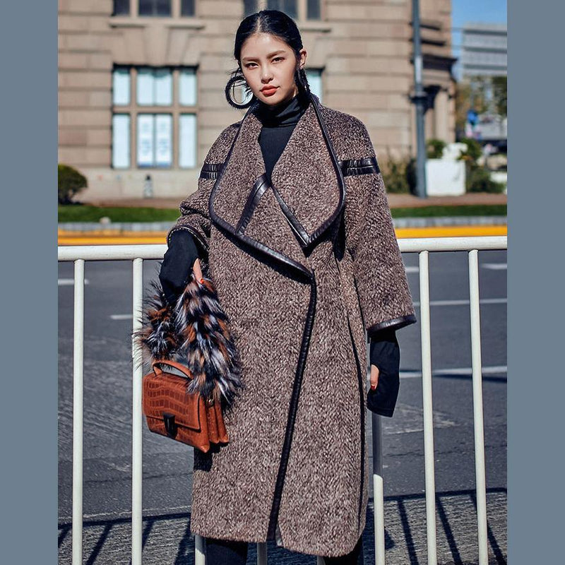 Chocolate Wool Coat Long Coat Batwing Sleeve Maxi Coat