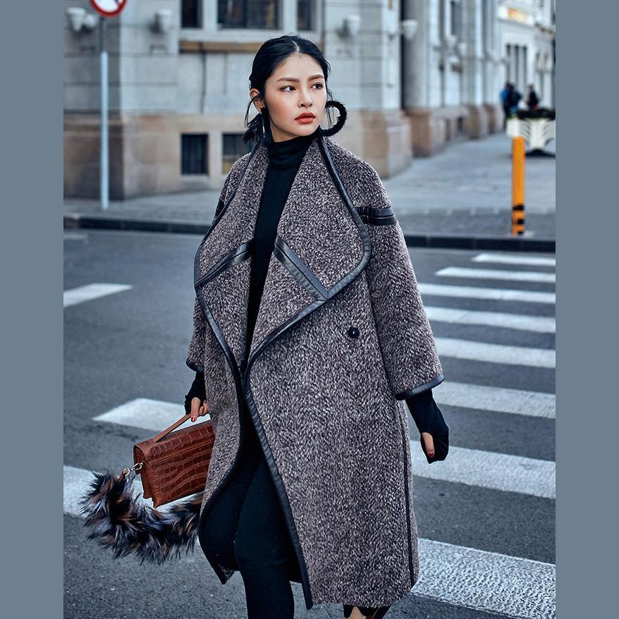 Chocolate Wool Coat Long Coat Batwing Sleeve Maxi Coat