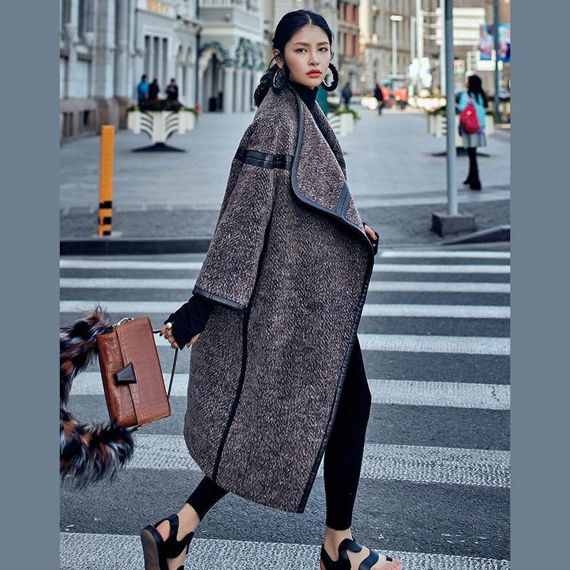 Chocolate Wool Coat Long Coat Batwing Sleeve Maxi Coat