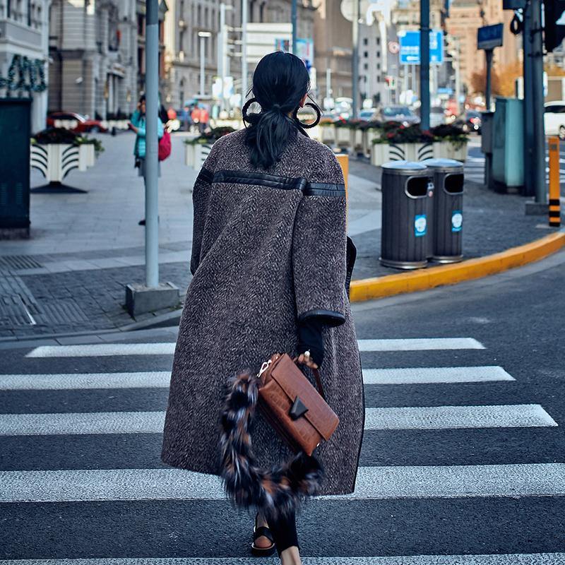 Chocolate Wool Coat Long Coat Batwing Sleeve Maxi Coat