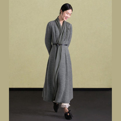 Embroidery Wool Coat for Woman Maxi Coat Coats