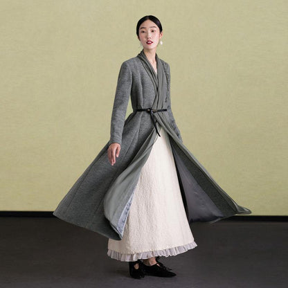 Embroidery Wool Coat for Woman Maxi Coat Coats