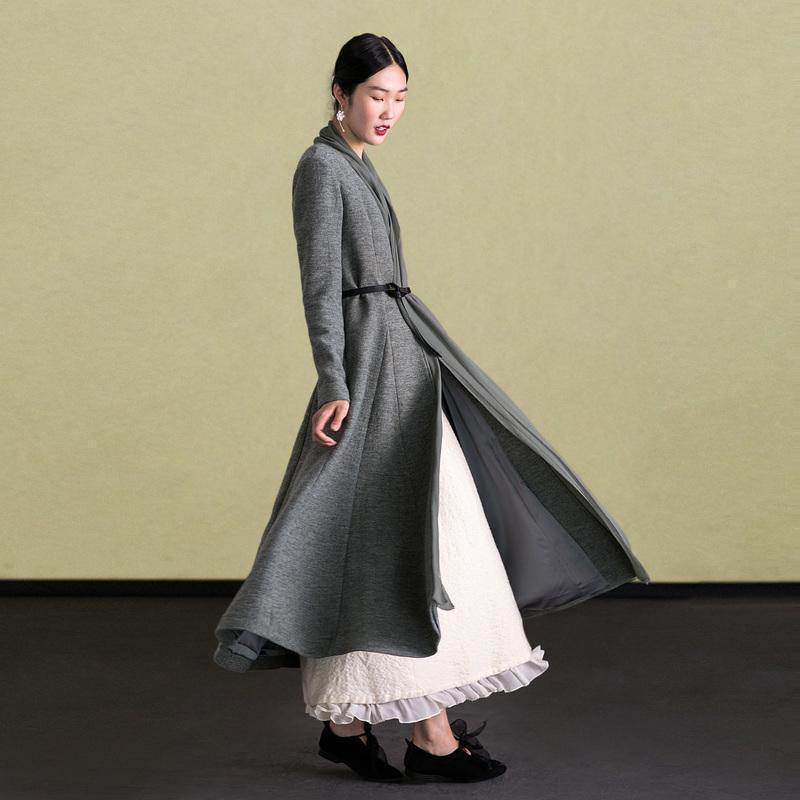 Embroidery Wool Coat for Woman Maxi Coat Coats